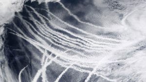 Ship tracks over the Pacific Ocean