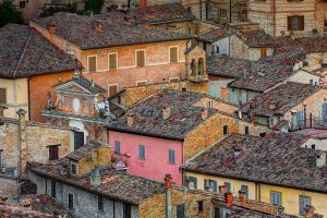 Rooftops in walled city of Urbino