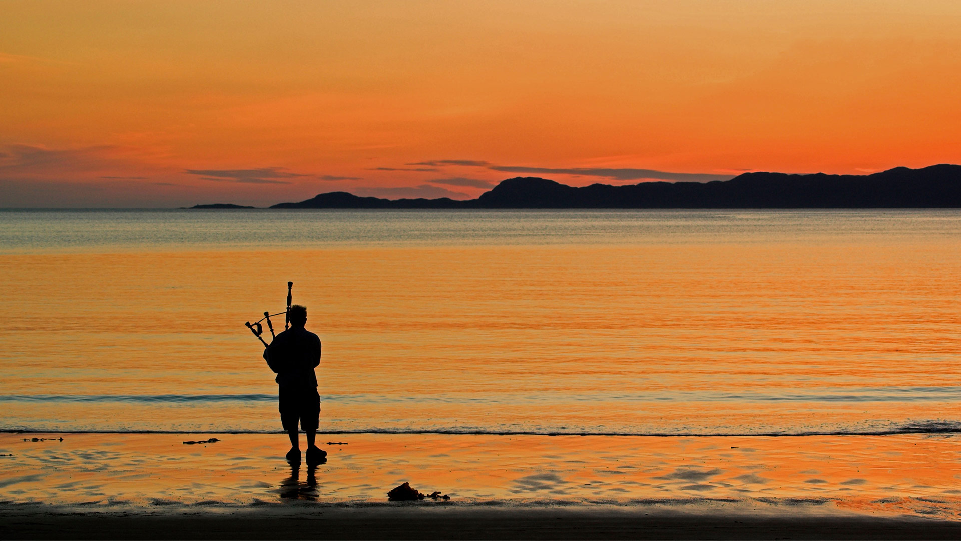 Scotland Highlands Bagpiper