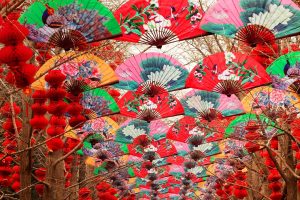 Paper Fans Red Lanterns